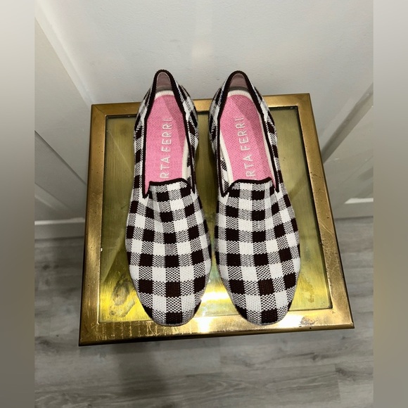 Rothy's Marta Ferri Merino Wool Loafer Chestnut Check Limited Edition - Picture 2 of 8